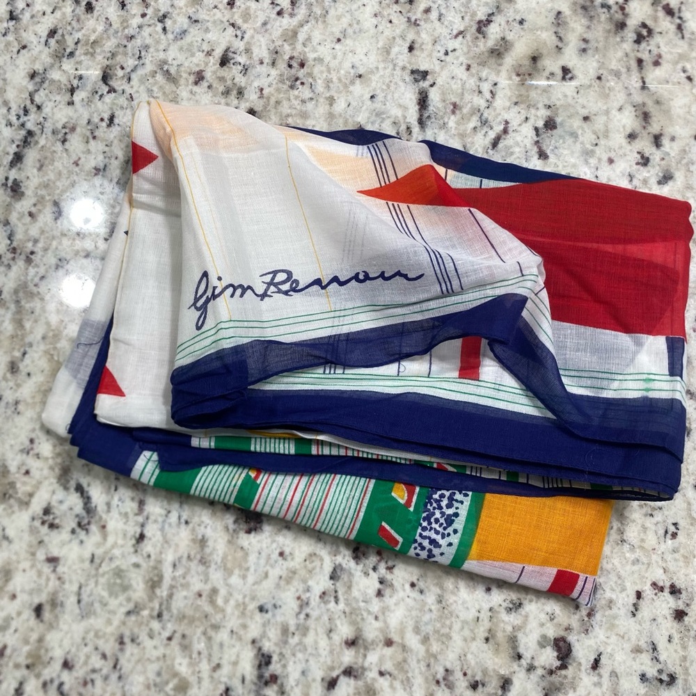 Gim Renoir vibrant multicolor sailboat ⛵️ retro beautiful scarf/wrap🧣